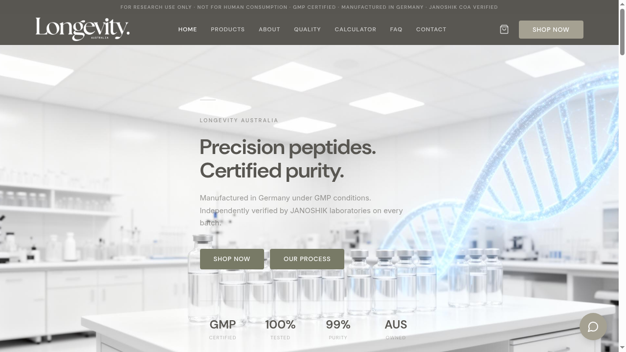 Longevity Australia website screenshot